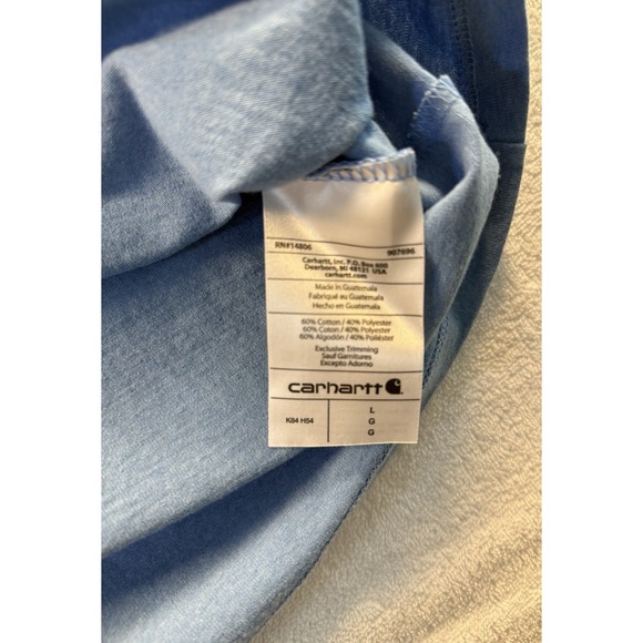 Carhartt Shirt Mens Large Blue Henley Cotton Pocket Logo Workwear Casual - Picture 9 of 15